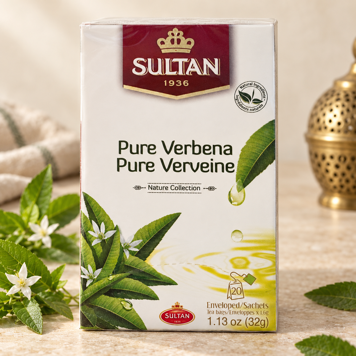 Sultan Pure Verbena – Kräutertee aus 100 % Eisenkraut | 20 Teebeutel