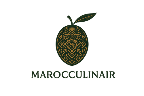 Ein Logo:  Olive in orientalischem Design mit Schriftzug MAROCCULINAIR